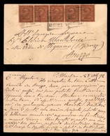 REGNO D'ITALIA - Pontassieve/Messaggere Collettore - 2 Cent (15) - Striscia Di Cinque Su Cartolina Da S.Martino Del 28.1 - Autres & Non Classés