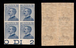 REGNO D'ITALIA - 1908 - 25 Cent Michetti (83e) - Quartina Bordo Foglio Non Dentellata - Tre Pezzi Gomma Integra - Molto  - Andere & Zonder Classificatie