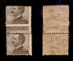 REGNO D'ITALIA - 1908 - 40 Cent Michetti (84md+84me) In Coppia Verticale (vedi Nota Catalogo) - Gomma Originale (integra - Sonstige & Ohne Zuordnung