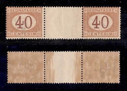 REGNO D'ITALIA - 1890 - Segnatasse - 40 Cent (24) - Coppia Orizzontale Con Interspazio Al Centro - Gomma Integra (1.650) - Other & Unclassified