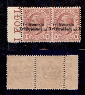 OCCUPAZIONI - TRENTINO - 1918 - 10 Cent (22baa) Con Doppia Soprastampa (una Spostata A Sinistra) - Coppia Orizzontale Bo - Trento