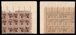 OCCUPAZIONI - BOLZANO 3 - 1918 - Taxe 5 Su 2 Cent (75) - Blocco Angolare Di 15 Usato - Decalco Al Retro + Numero Di Tavo - Autres & Non Classés