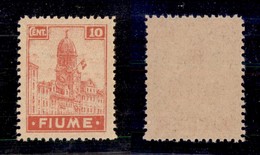 OCCUPAZIONI - FIUME - 1919 - 10 Cent (C35/I) - Carta C Dentellato 10 1/2 - Gomma Integra (6.500) - Fiume