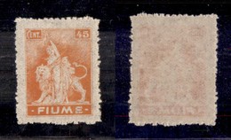 OCCUPAZIONI - FIUME - 1919 - 45 Cent (B41) - Carta B - Gomma Originale (280) - Fiume