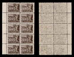 OCCUPAZIONI - FIUME - 1919 - Carta B - 5 Corone (B47) - Blocco Di Dieci Bordo Foglio - Gomma Integra (4.000+) - Fiume