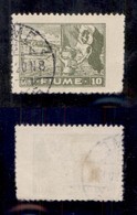 OCCUPAZIONI - FIUME - 1919 - 10 Corone (C48Kc-varietà) Usato - Carta C - Dentellatura Verticale Destra Spostata E Obliqu - Fiume