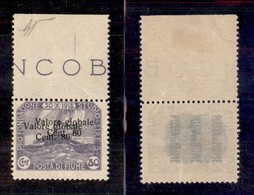 OCCUPAZIONI - FIUME - 1919 - 80 Cent Su 80 (94ca) Bordo Foglio - Doppia Soprastampa (una Obliqua A Sinistra) - Gomma Int - Fiume