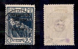 OCCUPAZIONI - FIUME - 1920 - 25 Cent (147) Usato (250) - Fiume