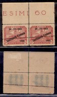 OCCUPAZIONI - FIUME - 1922 - 60 Cent Costituente (184x+xb) - Coppia Bordo Foglio Con Doppie Dentellature Oblique (orizzo - Fiume