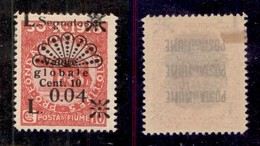 OCCUPAZIONI - FIUME - 1921 - Segnatasse - 4 Cent Su 10 (26-varietà) - Lx Ripetuto In Alto - Gomma Originale - Non Catalo - Fiume