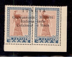 OCCUPAZIONI - CEFALONIA E ITACA - 1941 - 10 + 10 Lepta (12A-typi) Con Soprastampa Obliqua (varietà Oe) - Gomma Integra - - Cefalonia & Itaca