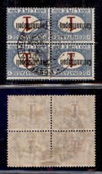 LEVANTE - COSTANTINOPOLI - 1922 - Segnatasse - 1 Lira (4) In Quartina - Gomma Originale - Coppia Inferiore Gomma Integra - Amtliche Ausgaben