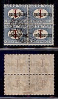 LEVANTE - COSTANTINOPOLI - 1922 - Segnatasse - 1 Lira (4) In Quartina - Gomma Originale - Coppia Inferiore Gomma Integra - Algemene Uitgaven