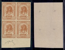 COLONIE - SOMALIA - 1903 - Prove Di Macchina - 2 Anna (4) - Quartina Bordo Foglio Non Dentellata - Senza Gomma - Chiavar - Andere & Zonder Classificatie