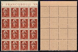 LOCALI - MANTOVA - 1945 - 2 Lire + 6 (8) - Blocco Di  16 Bordo Foglio (pos.5/48) Con I Diversi Errori Di Composizione -  - Andere & Zonder Classificatie