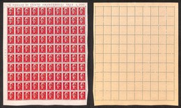 LOCALI - MANTOVA - 1945 - 2 Lire + 6 (8) - Intero Foglio Di 100 Con Soprastampe Oblique (non Catalogate) E Tutti Gli Err - Sonstige & Ohne Zuordnung