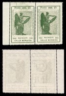 LOCALI - VALLE BORMIDA - 1945 - 25 Cent Vittoria (11bb+11) - Coppia Bordo Foglio Con Filigrana Lettere Complete A Sinist - Autres & Non Classés