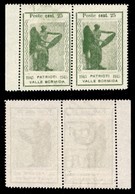 LOCALI - VALLE BORMIDA - 1945 - 25 Cent Vittoria (11bb+11) - Coppia Bordo Foglio Con Filigrana Lettere Complete A Sinist - Sonstige & Ohne Zuordnung