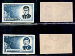 EUROPA - MONACO - 1964 - Prove - 50 Cent Kennedy (789) - Due Pezzi Non Dentellati Di Colori Diversi - Gomma Integra - Andere & Zonder Classificatie