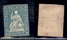 EUROPA - SVIZZERA - 1854 - 10 Rappen (14II Bym/a) - Gomma Originale - Stretto A Sinistra - Andere & Zonder Classificatie