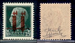 REPUBBLICA SOCIALE - PROVVISORI - 1944 - Verona - 25 Cent (490b) Con Doppia Soprastampa - Gomma Integra - Chiavarello +  - Sonstige & Ohne Zuordnung