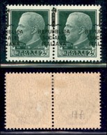 REPUBBLICA SOCIALE - PROVVISORI - 1944 - 25 Cent (491 Varietà) - Coppia Orizzontale Con Soprastampa Spostata (fascetto A - Other & Unclassified