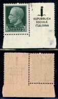 REPUBBLICA SOCIALE - PROVVISORI - 1944 - 25 Cent (491nd) - Bordo Foglio (pos. 100) Con Soprastampa Sul Margine - Gomma I - Autres & Non Classés