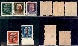 REPUBBLICA SOCIALE - PROVVISORI - 1944 - Verona - Soprastampe Capovolte (491a/495a) - Serie Completa - Gomma Originale - Other & Unclassified