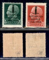 REPUBBLICA SOCIALE - PROVVISORI - 1944 - Roma - Repubplica (pos. 92) - 25 Cent (491) + 75 Cent (494) - Gomma Originale - Sonstige & Ohne Zuordnung