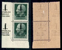 REPUBBLICA SOCIALE - PROVVISORI - 1944 - Roma - 25 Cent (491) - Coppia Angolare (pos. 81/92) Con Soprastampa Ripetuta Su - Sonstige & Ohne Zuordnung