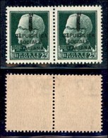 REPUBBLICA SOCIALE - PROVVISORI - 1944 - Firenze - 25 Cent (491) In Coppia - Taliana (pos. 27) A Sinistra - Gomma Origin - Andere & Zonder Classificatie