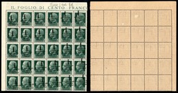 REPUBBLICA SOCIALE - PROVVISORI - 1944 - Firenze - 25 Cent (491h) - Blocco Angolare Di 30 (pos. 1/46) Con Le Caratterist - Andere & Zonder Classificatie