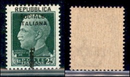 REPUBBLICA SOCIALE - PROVVISORI - 1944 - Firenze - 25 Cent (491pf) - Fascetto In Basso - Gomma Integra - Andere & Zonder Classificatie