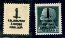 REPUBBLICA SOCIALE - PROVVISORI - 1944 - Firenze - 25 Cent (491s) Con Decalco Molto Inchiostrato - Gomma Integra - Sonstige & Ohne Zuordnung