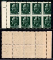 REPUBBLICA SOCIALE - PROVVISORI - 1944 - Firenze - 25 Cent (491zc - Varietà Phd) - Blocco Di Otto (pos. 21/34) Bordo Fog - Sonstige & Ohne Zuordnung