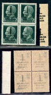 REPUBBLICA SOCIALE - PROVVISORI - 1944 - Torino - 25 Cent (491/491nd) In Quartina (pos. 89/100) - Coppia Destra Con Sopr - Sonstige & Ohne Zuordnung