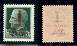 REPUBBLICA SOCIALE - PROVVISORI - 1944 - Firenze - Soprastampa In Rosso - 25 Cent (491A) - Parziale Decalco - Gomma Inte - Autres & Non Classés