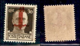 REPUBBLICA SOCIALE - PROVVISORI - 1944 - Verona - 30 Cent (492) Con Fascio Grosso (pos. 100) - Gomma Integra - Autres & Non Classés