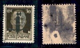 REPUBBLICA SOCIALE - PROVVISORI - 1944 - Verona - Soprastampa In Nero - 30 Cent (492Ab - Varietà S) Con Doppia Soprastam - Sonstige & Ohne Zuordnung