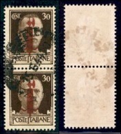 REPUBBLICA SOCIALE - PROVVISORI - 1944 - Verona - Soprastampa Bruna - 30 Cent (492G) - Coppia Verticale Usata - Andere & Zonder Classificatie