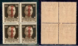 REPUBBLICA SOCIALE - PROVVISORI - 1944 - Roma - 30 Cent (492 - CEI 61b) Con Doppia Soprastampa (una In Albino) In Quarti - Andere & Zonder Classificatie