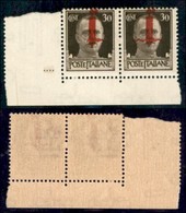 REPUBBLICA SOCIALE - PROVVISORI - 1944 - Firenze - 30 Cent (492/II Phd) Coppia Angolare (pos. 191/192) Con Soprastampe S - Sonstige & Ohne Zuordnung