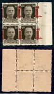 REPUBBLICA SOCIALE - PROVVISORI - 1944 - Firenze - 30 Cent (492/IIpm) - Quartina Bordo Foglio (pos. 59/70) Con Fascio Su - Sonstige & Ohne Zuordnung