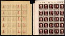 REPUBBLICA SOCIALE - PROVVISORI - 1944 - Firenze - 30 Cent (492/II + 492/IIs) Con Decalco - Blocco Angolare Di 25 (pos.  - Autres & Non Classés