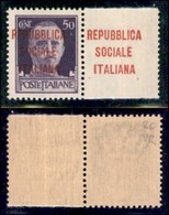 REPUBBLICA SOCIALE - PROVVISORI - 1944 - Verona - 50 Cent (493nc) Bordo Foglio Con Soprastampa Ripetuta A Margine - Gomm - Autres & Non Classés