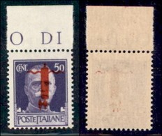 REPUBBLICA SOCIALE - PROVVISORI - 1944 - Verona - Fascio - 50 Cent (493BAa) - Soprastampa Capovolta - Gomma Integra - Sonstige & Ohne Zuordnung