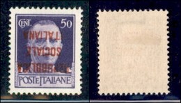 REPUBBLICA SOCIALE - PROVVISORI - 1944 - Verona - Soprastampa Rosso Arancio - 50 Cent (493E - Varietà A) Con Soprastampa - Sonstige & Ohne Zuordnung