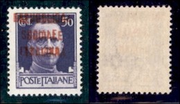 REPUBBLICA SOCIALE - PROVVISORI - 1944 - Verona - Soprastampa Rosso Arancio - 50 Cent (493Eb) Con Doppia Soprastampa - G - Andere & Zonder Classificatie