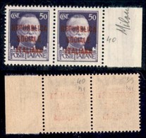 REPUBBLICA SOCIALE - PROVVISORI - 1944 - Milano - 50 Cent (493) - Coppia Bordo Foglio (pos. 39/40) Con Le Caratteristich - Andere & Zonder Classificatie