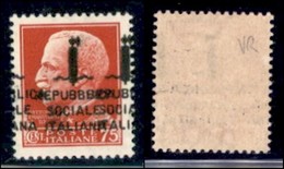 REPUBBLICA SOCIALE - PROVVISORI - 1944 - Verona - 75 Cent (494b) Con Doppia Soprastampa (una A Cavallo) - Gomma Integra - Autres & Non Classés